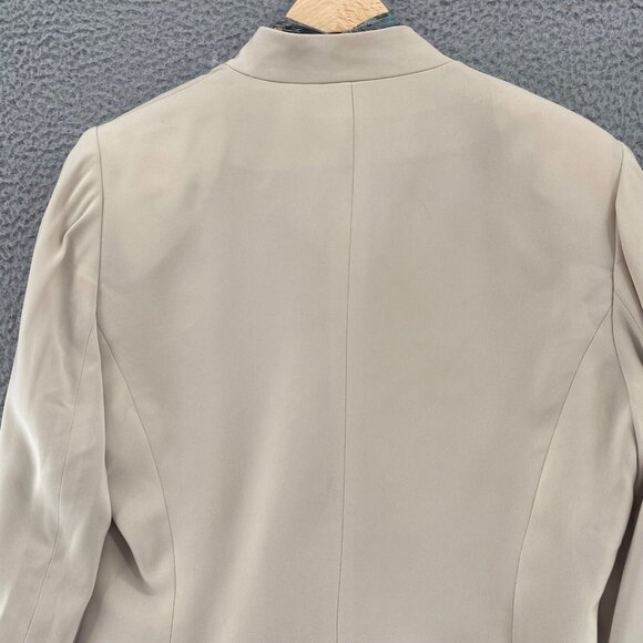 Kasper Blazer Womens 10 Beige Button Front Seam Details Office Career High Neck* - Picture 8 of 10